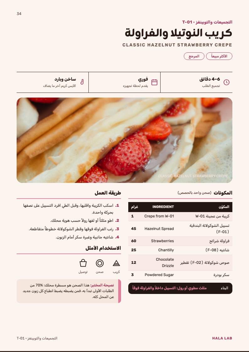صفحة كريب النوتيلا والفراولة