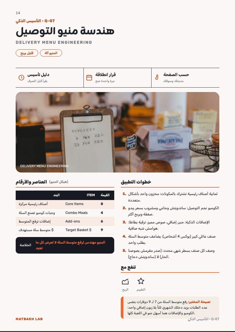 صفحة هندسة منيو التوصيل